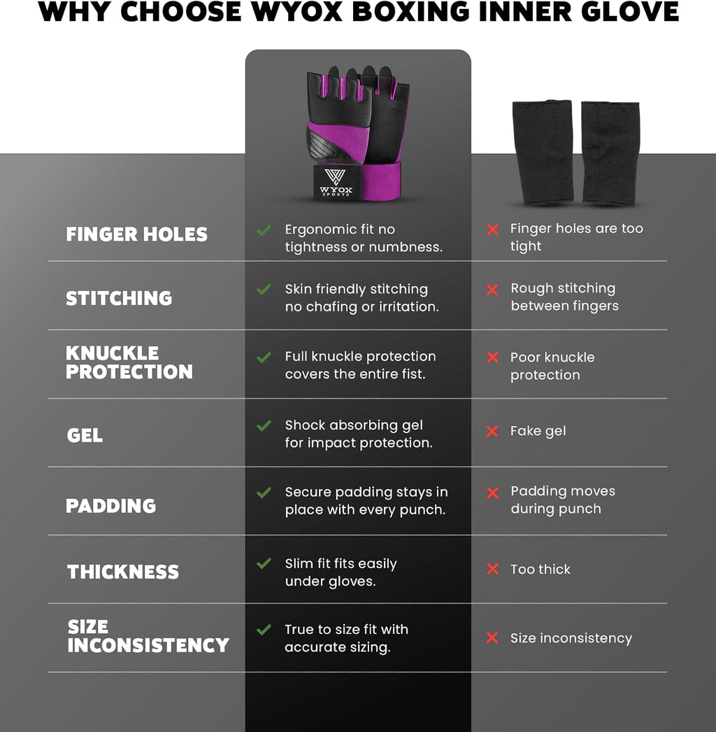 WYOX Guantes interiores de boxeo de gel para hombres y mujeres, cor...