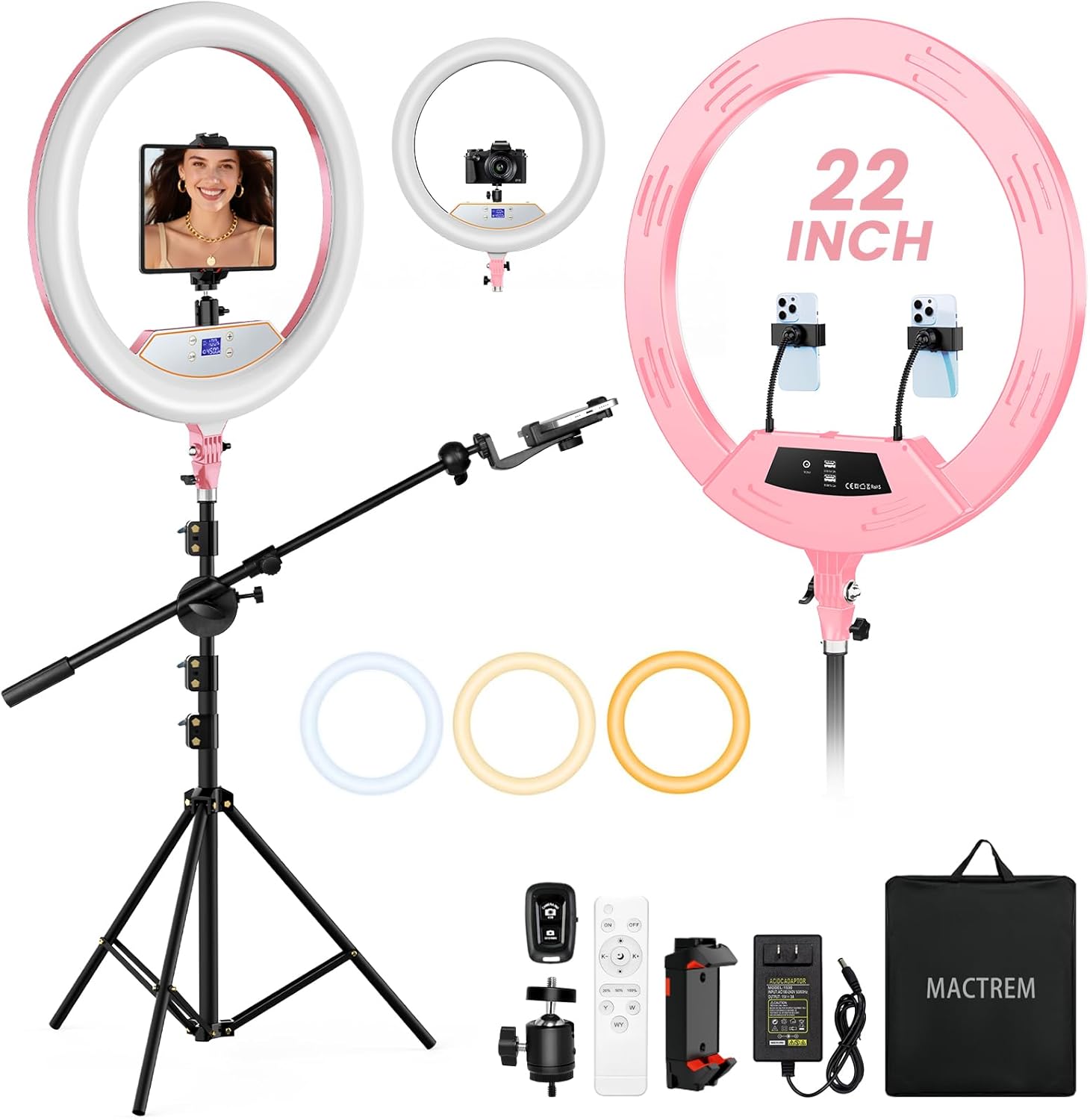 Kit de Luz de Anillo con Soporte de 22 Pulgadas: Luz de Anillo Prof...