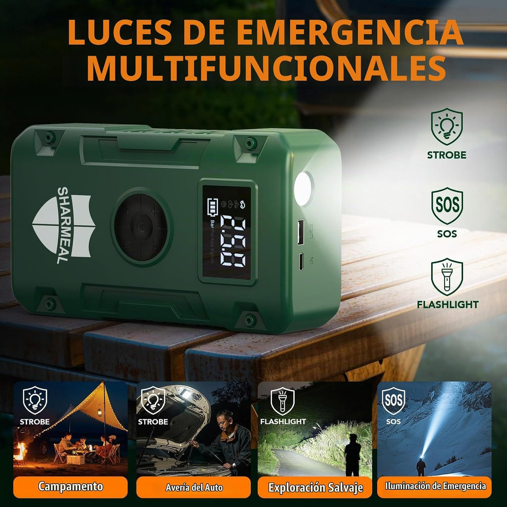 Sharmeal Arrancador de batería de coche de 7000 A, 12 V con compres...