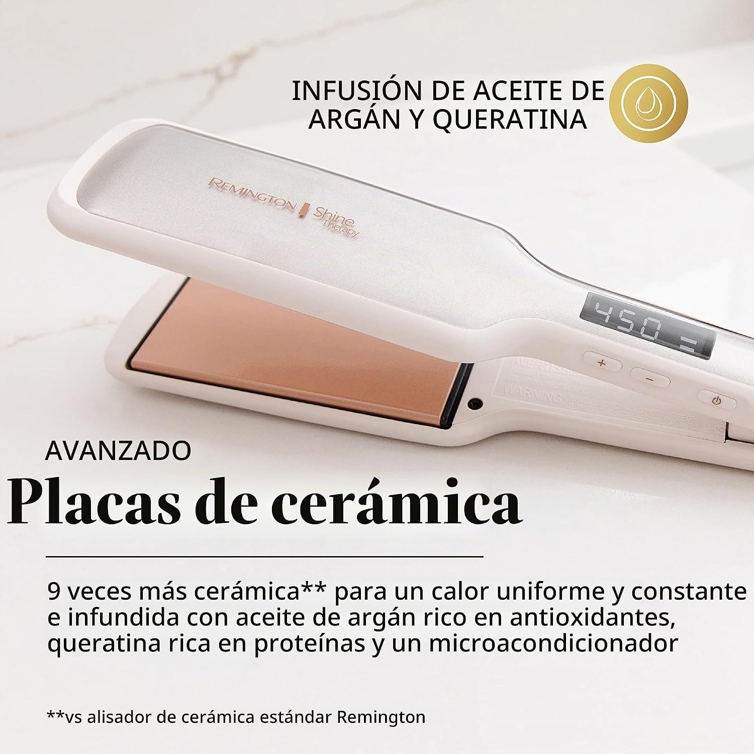 Remington Shine Therapy - Alisadora de cabello de 2 pulgadas, planc...