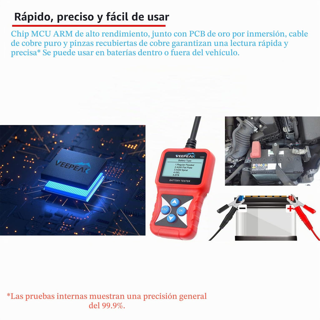 Veepeak Probador de Batería de Coche de 12V, Probador de Carga Auto...