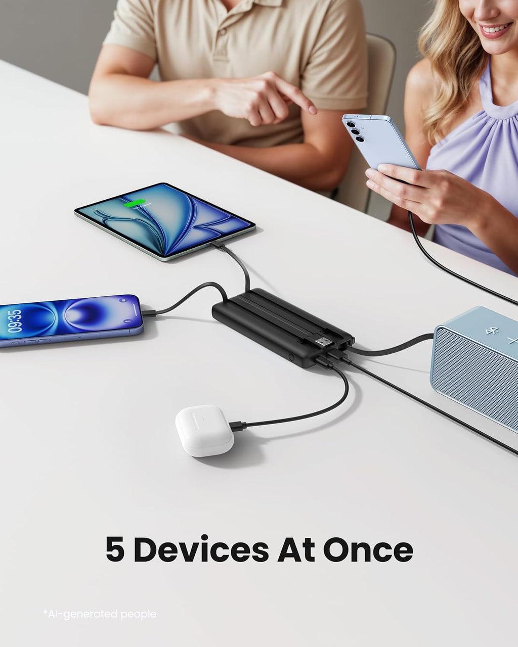 Coowisty Cargador portátil con cables integrados, banco de energía...