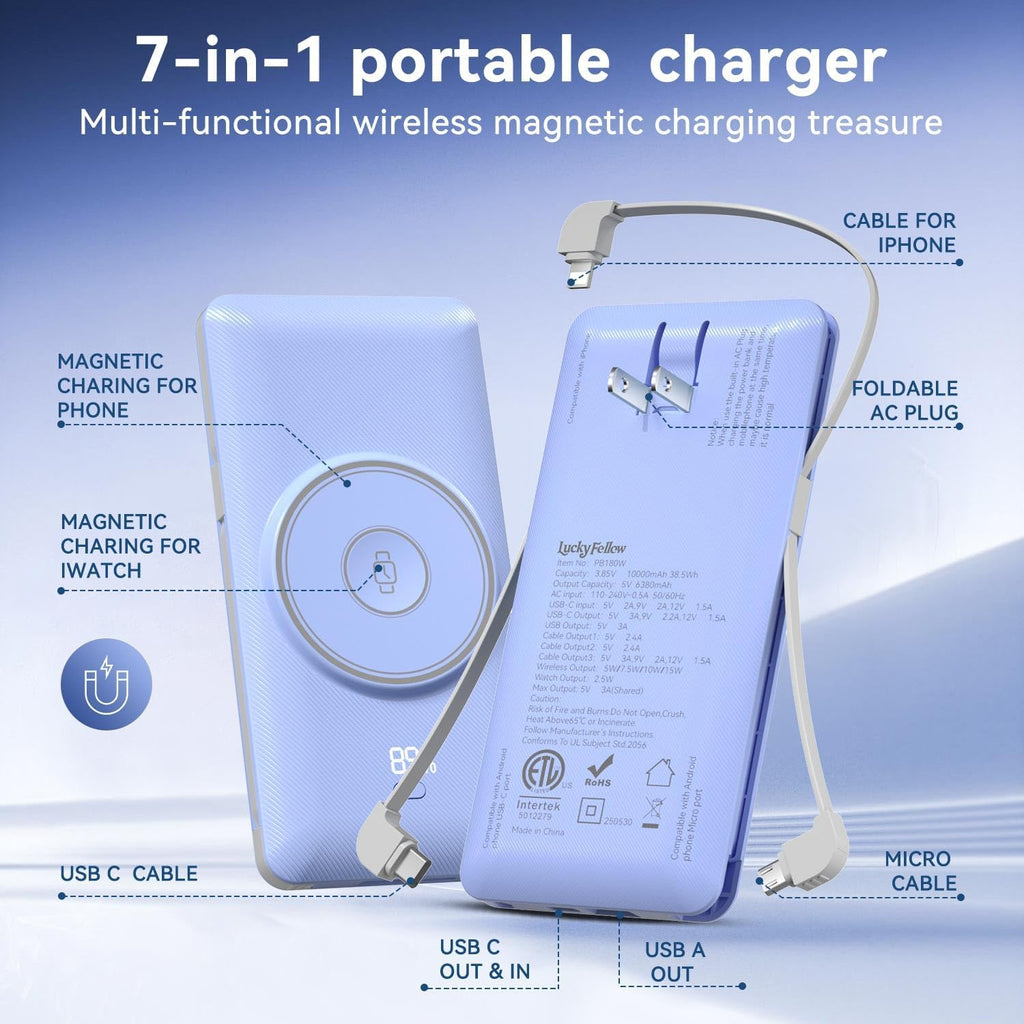 Cargador portátil magnético de 10000 mAh para iWatch y iPhone, 22,5...