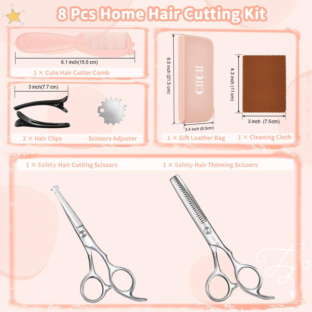 CIICII Kit de tijeras de corte de pelo para niños, juego de tijeras...