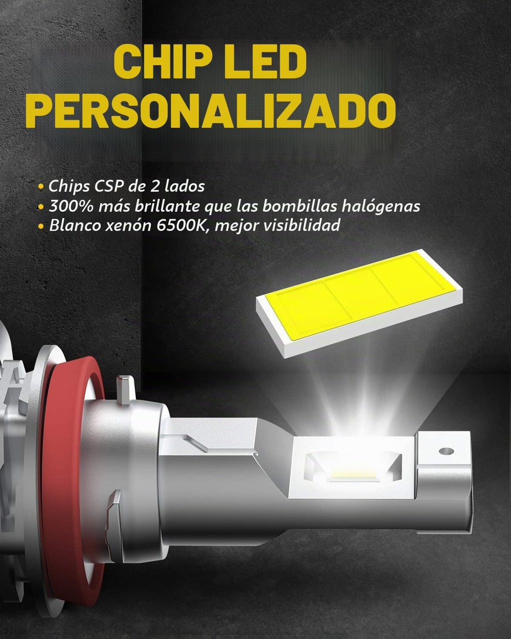 AUXITO Bombilla LED antiniebla H11 H8 sin ventilador, 40 W 6000 lm...
