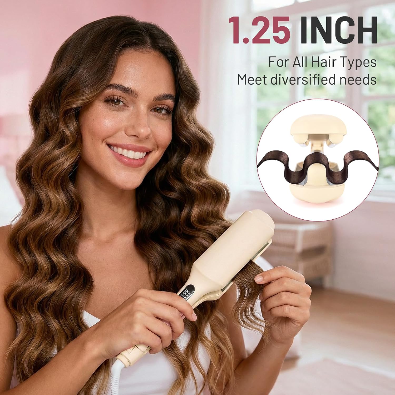 Tieumioe Beach Waver - Plancha rizadora para mujer de 1.25 pulgadas...