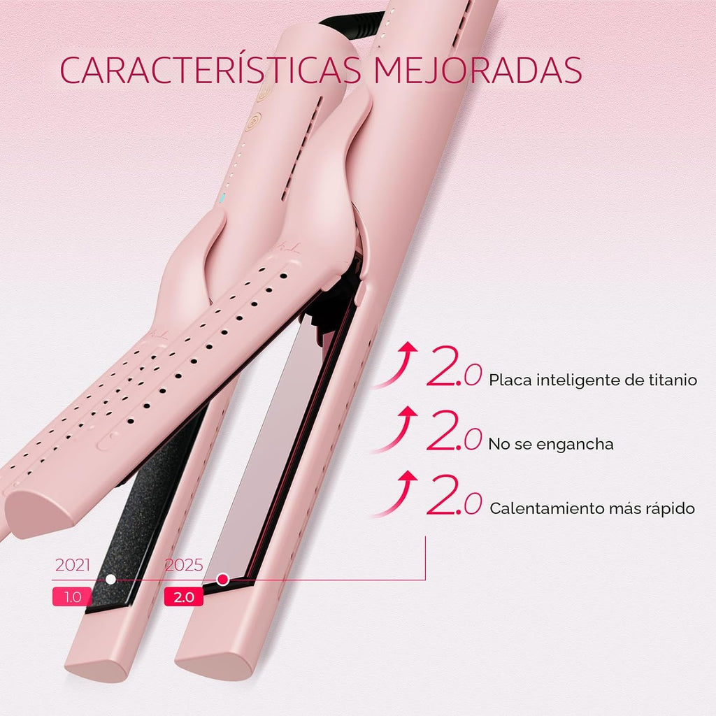 TYMO Airflow 2.0 - Plancha rizadora de pelo 2 en 1, rizador de pelo...
