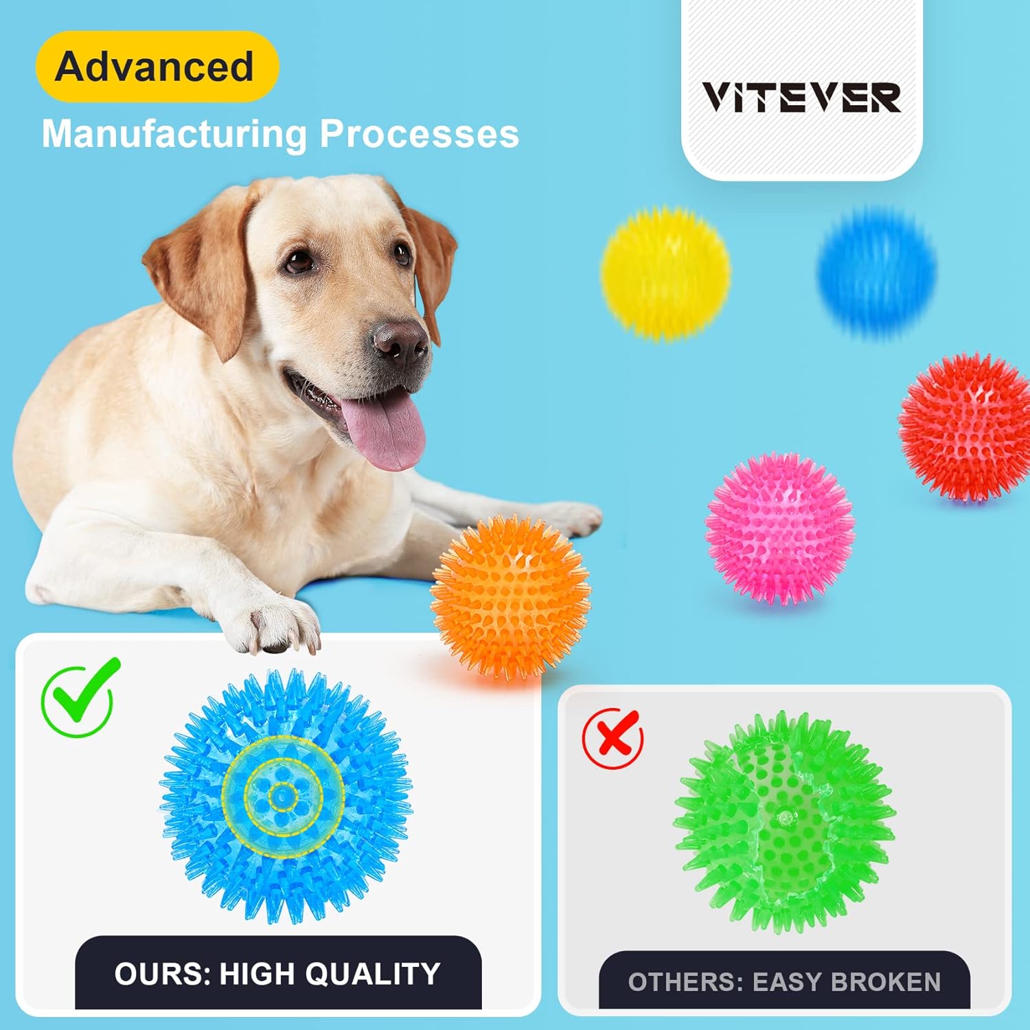 VITEVER Pelotas chirriantes de juguete para perros de 3.5 pulgadas...