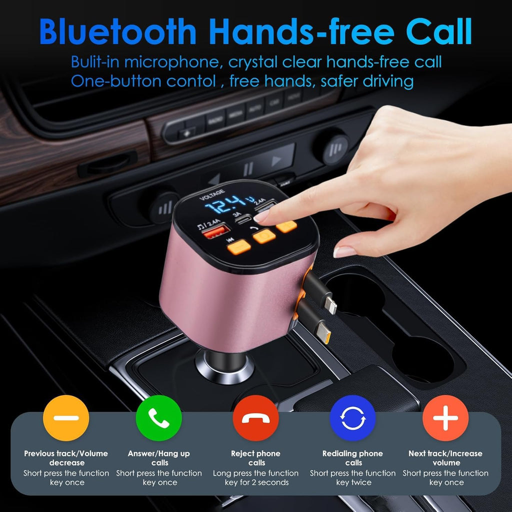 Cargador de coche retráctil, cargador de teléfono para coche rápido...