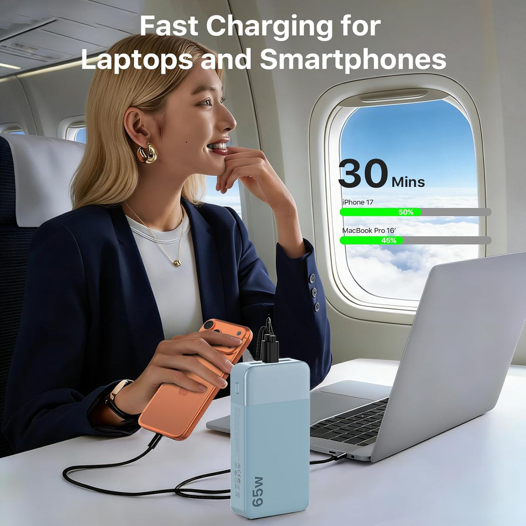 NOBIS Cargador portátil, 20000 mAh 65 W Banco de energía con 4 puer...