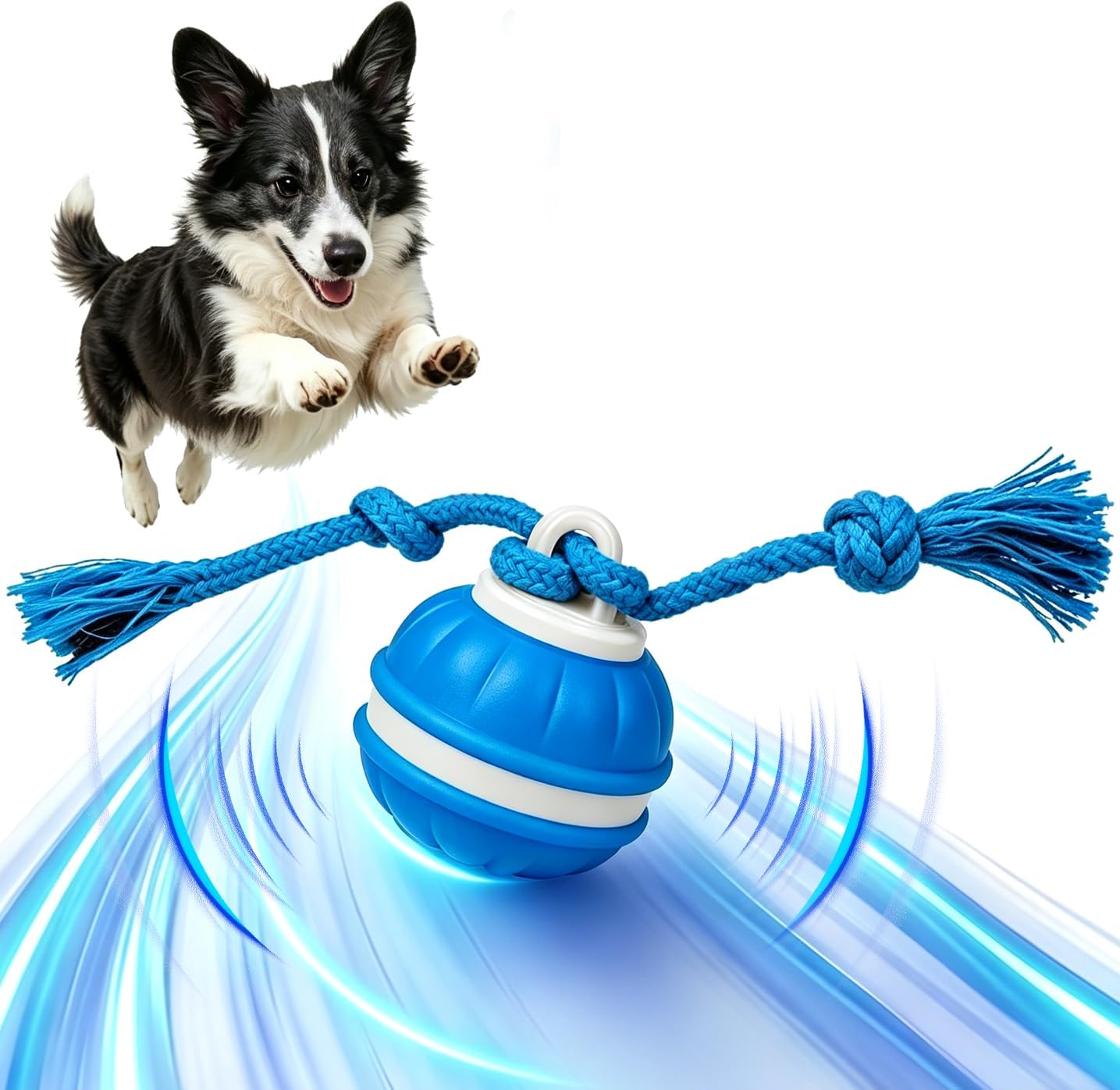 Craynivel Pelota interactiva para perros, juguete de 360° con luces...