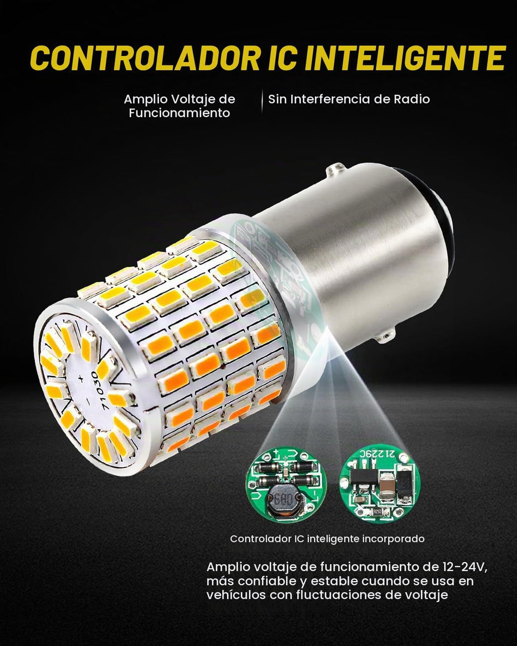 PHINLION Bombilla LED amarillo ámbar 2057 1157, luz intermitente, p...