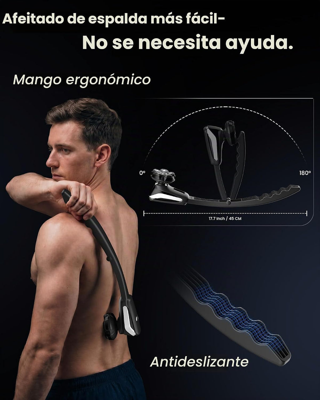 Afeitadora eléctrica de espalda para hombres, recortadora de pelo d...