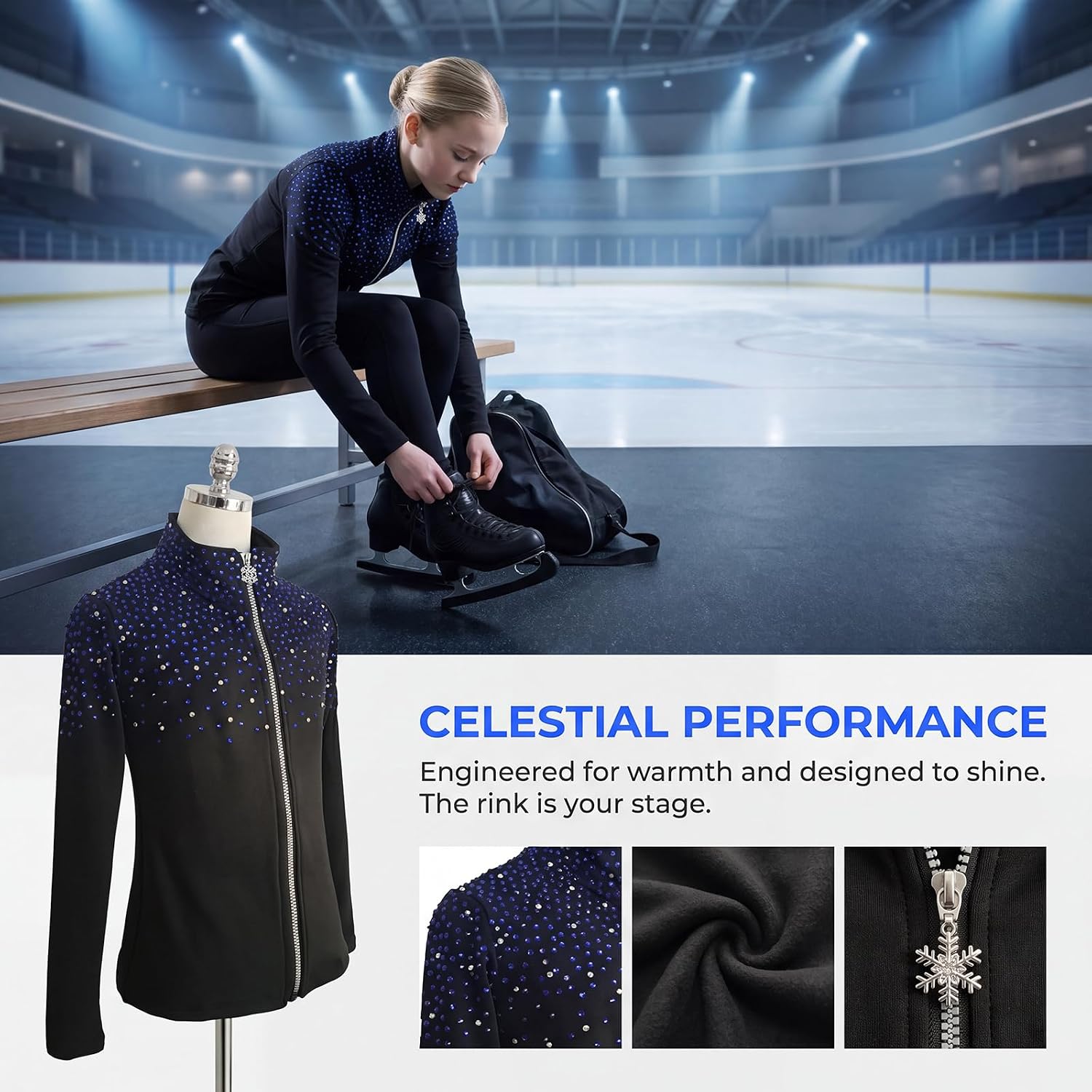 JoyCan Chaqueta de patinaje artístico con forro polar cálido abrigo...