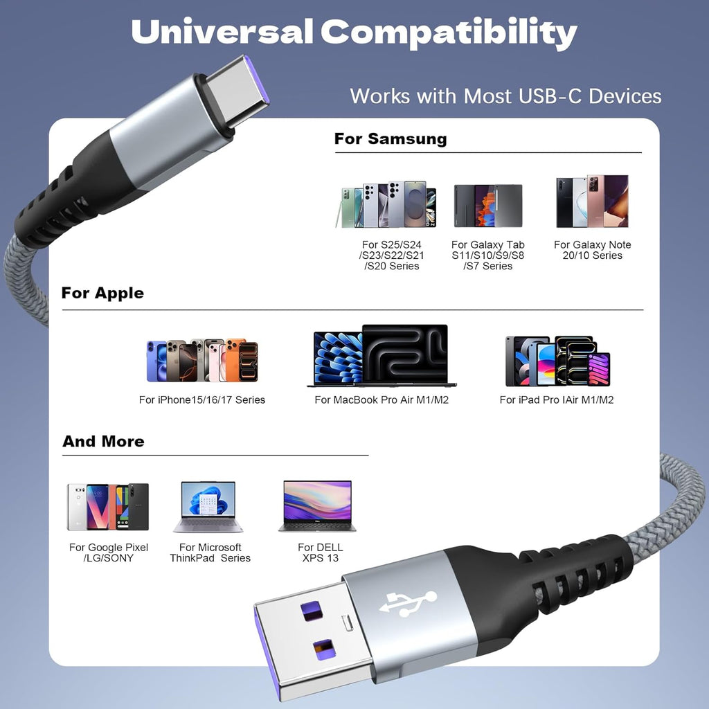 Cable USB A a USB C para CarPlay [2 unidades de 6 pies], cable de c...
