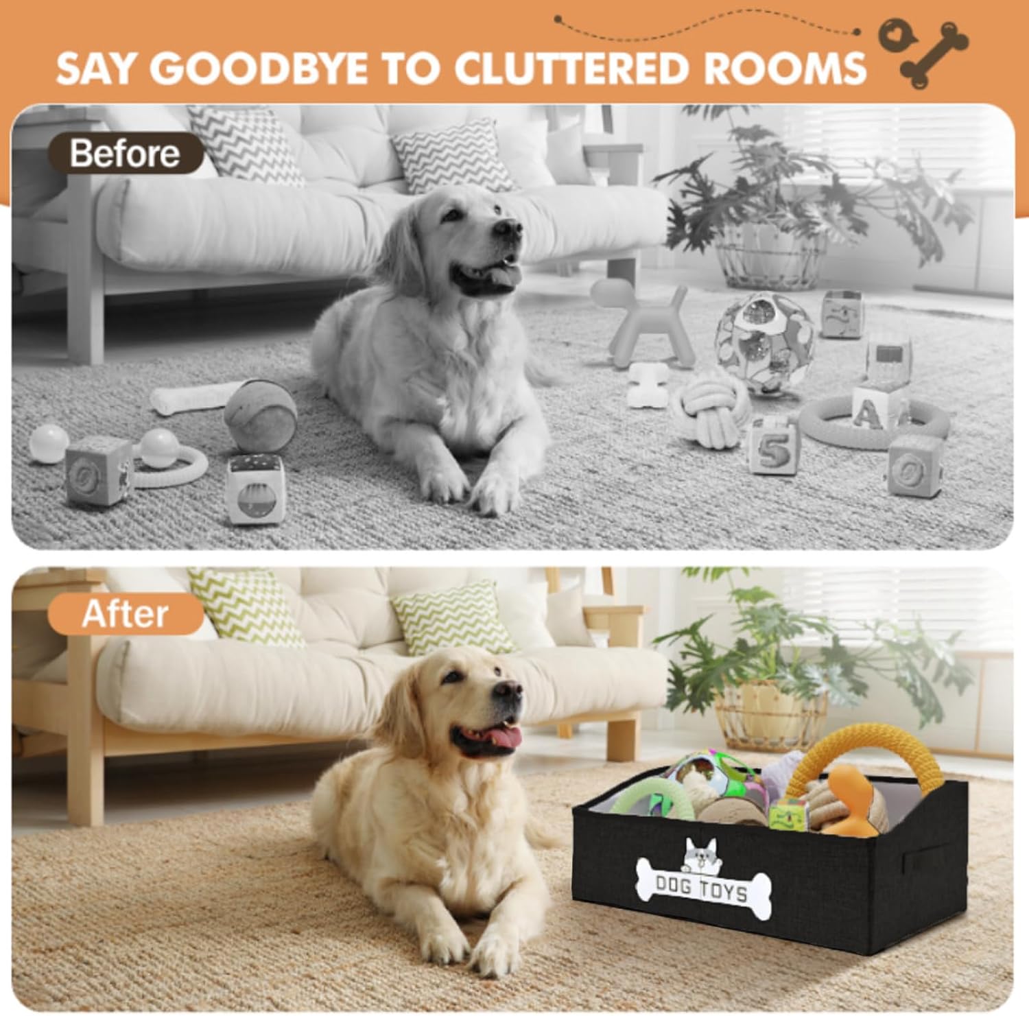 Mutiearo Cesta de juguetes para perros, especialmente diseñada para...