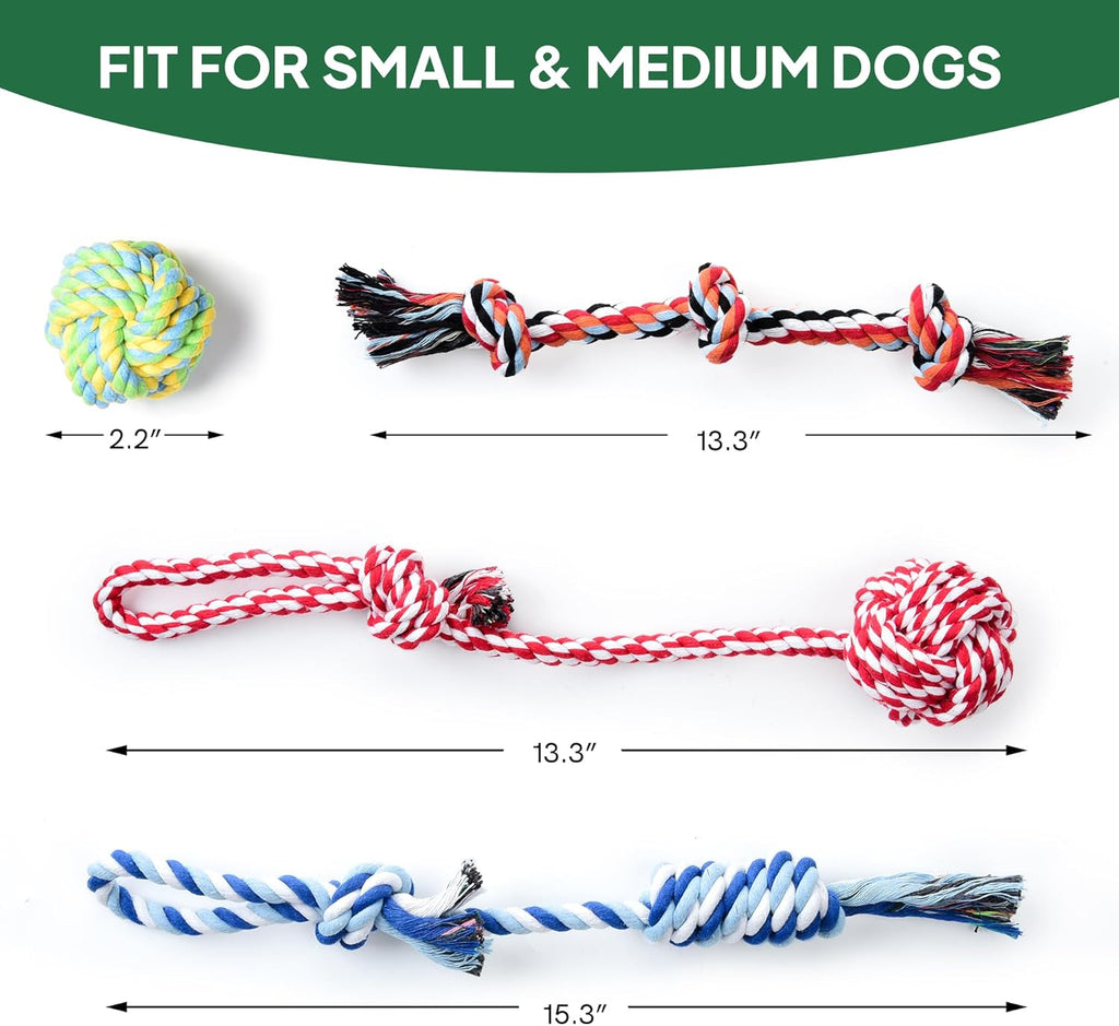 TwoEar Paquete de 4 juguetes de cuerda para perros, juguetes de den...