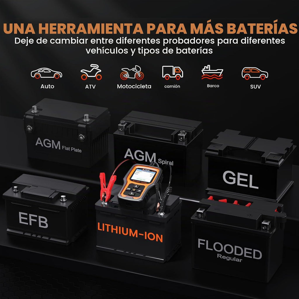 ANCEL BT410 - Probador de batería de coche de 12 V 24 V para baterí...