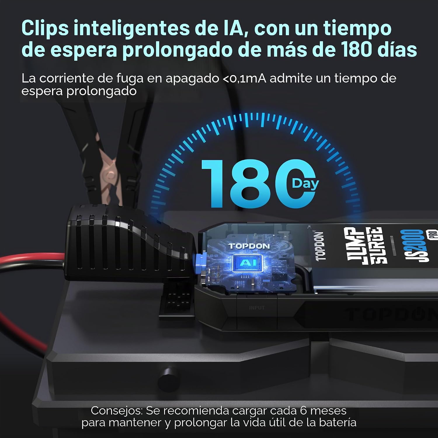 TOPDON Cargador de batería de coche, arrancador de batería de pico...