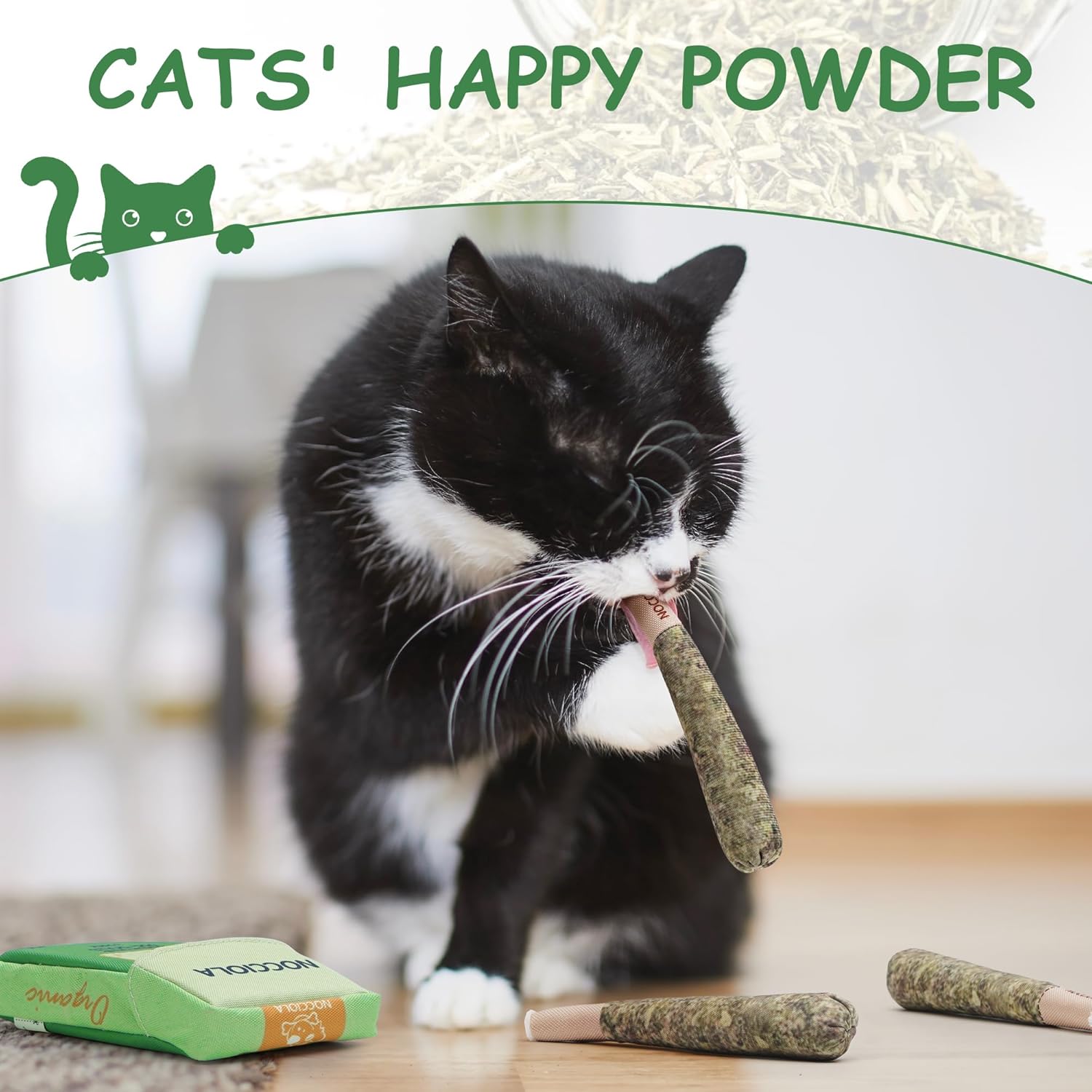 Nocciola Paquete de 3 juguetes de hierba gatera para gatos, diverti...