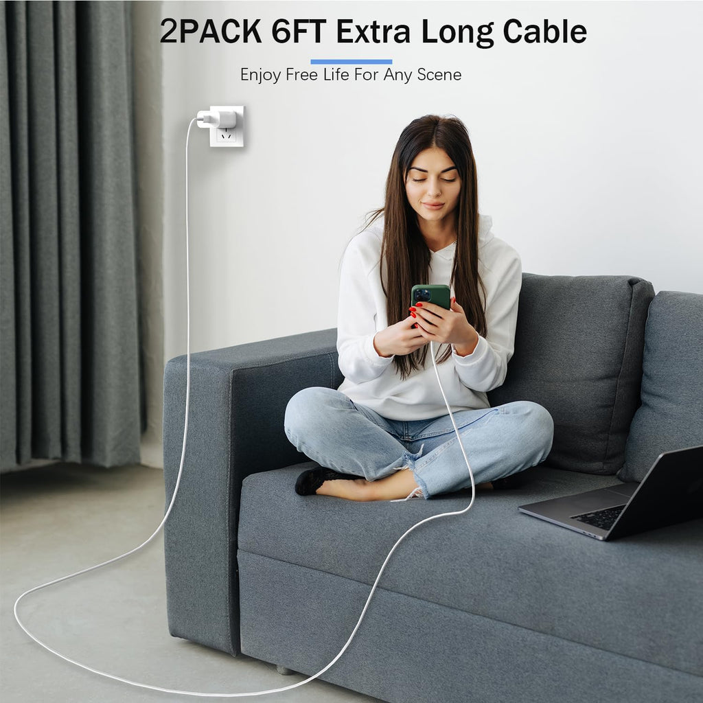 Cargador rápido USB C para iPhone 15, carga rápida, paquete de 2, b...
