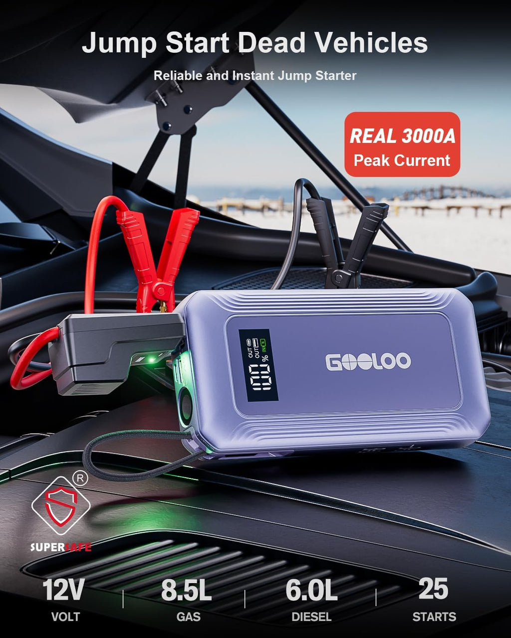 GOOLOO G7 3000A arrancador de auto con cable incorporado, banco de...