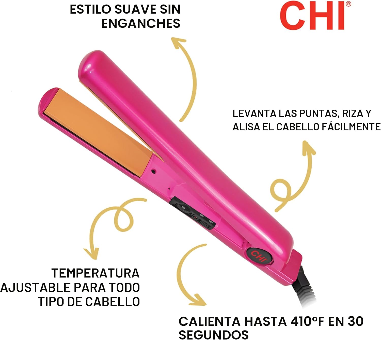 CHI Plancha de peluquería de cerámica turmalina clásica 1 1\/2"...