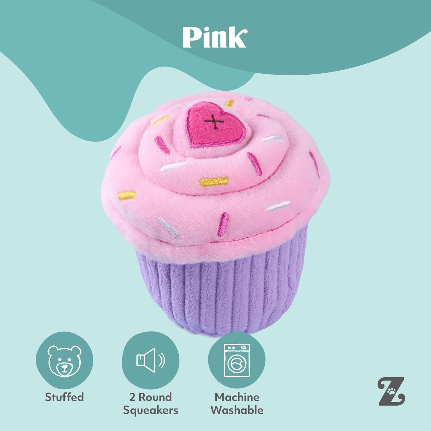ZippyPaws Cupcake de cumpleaños - Juguetes chirriantes para mantene...