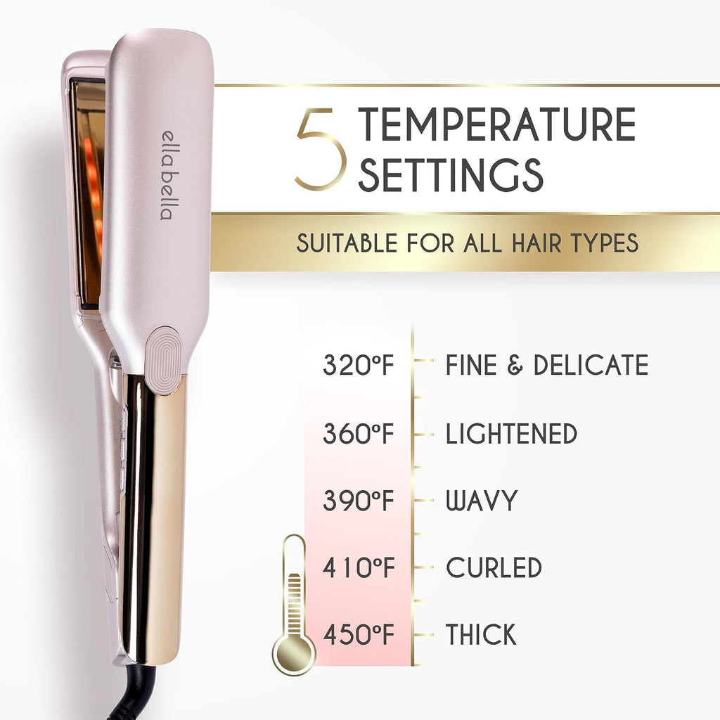 ELLA BELLA® Plancha plana de titanio para alisar el cabello (con in...