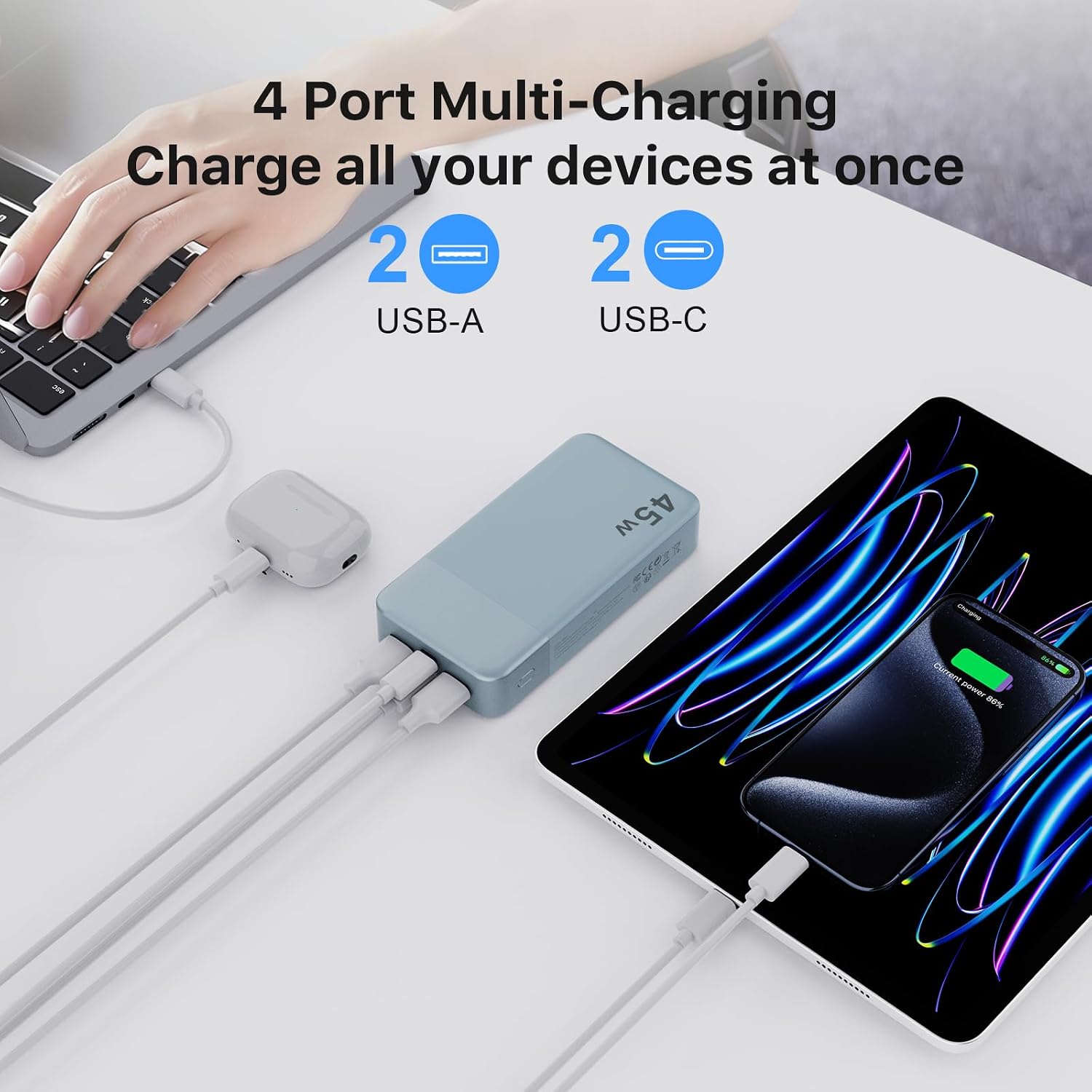 NOBIS Cargador portátil, banco de energía de 20000 mAh, carga rápid...