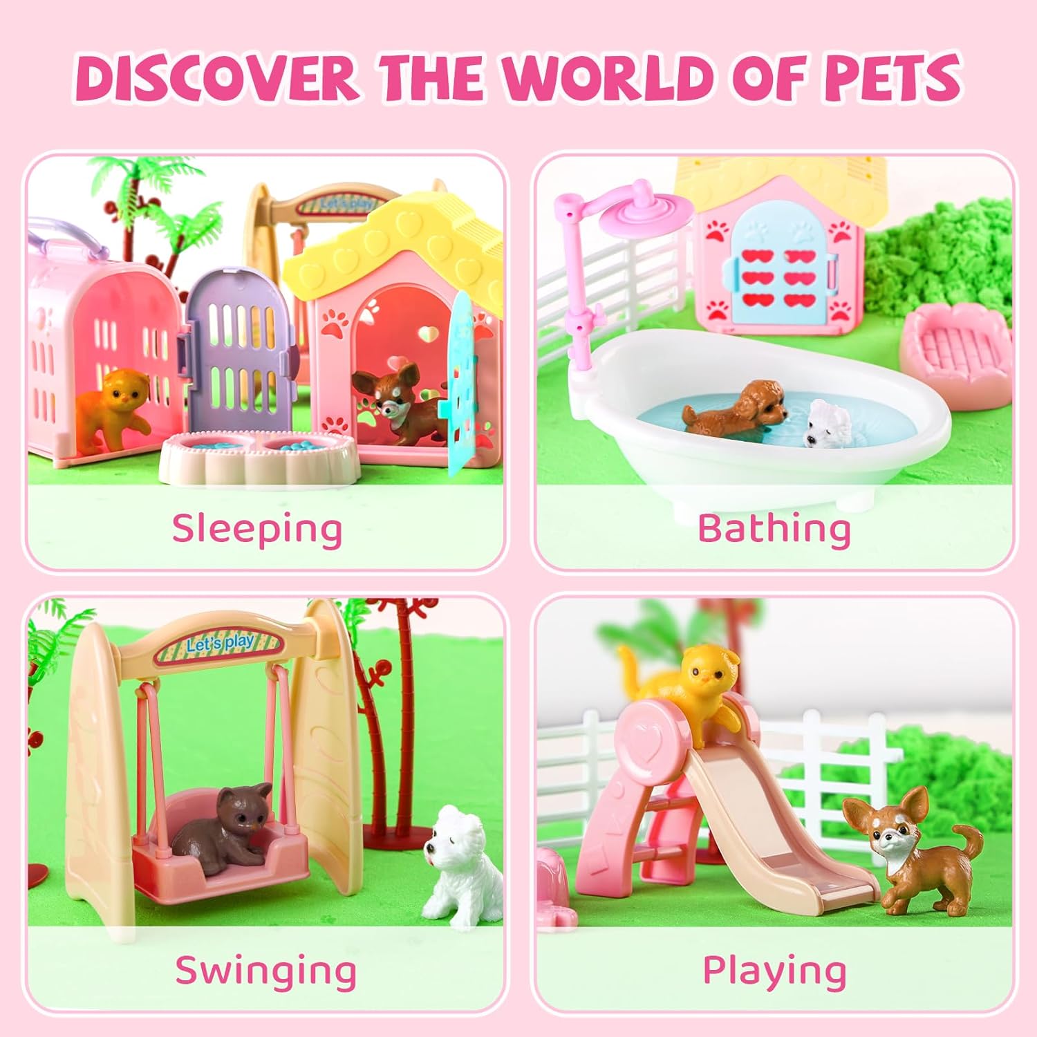 Aprilwolf 21 piezas contenedor sensorial para mascotas, caja de are...
