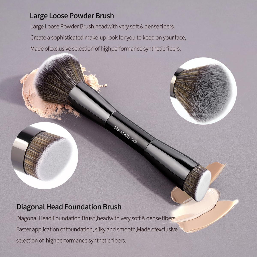 MAANGE Juego de 20 brochas de maquillaje con bolsa, brocha Kabuki d...