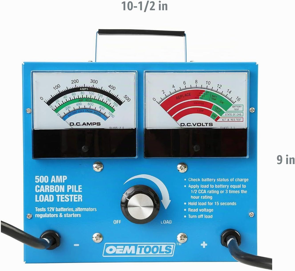 OEMTOOLS 24336 Probador de carga de batería de 500 amperios y 12 V,...