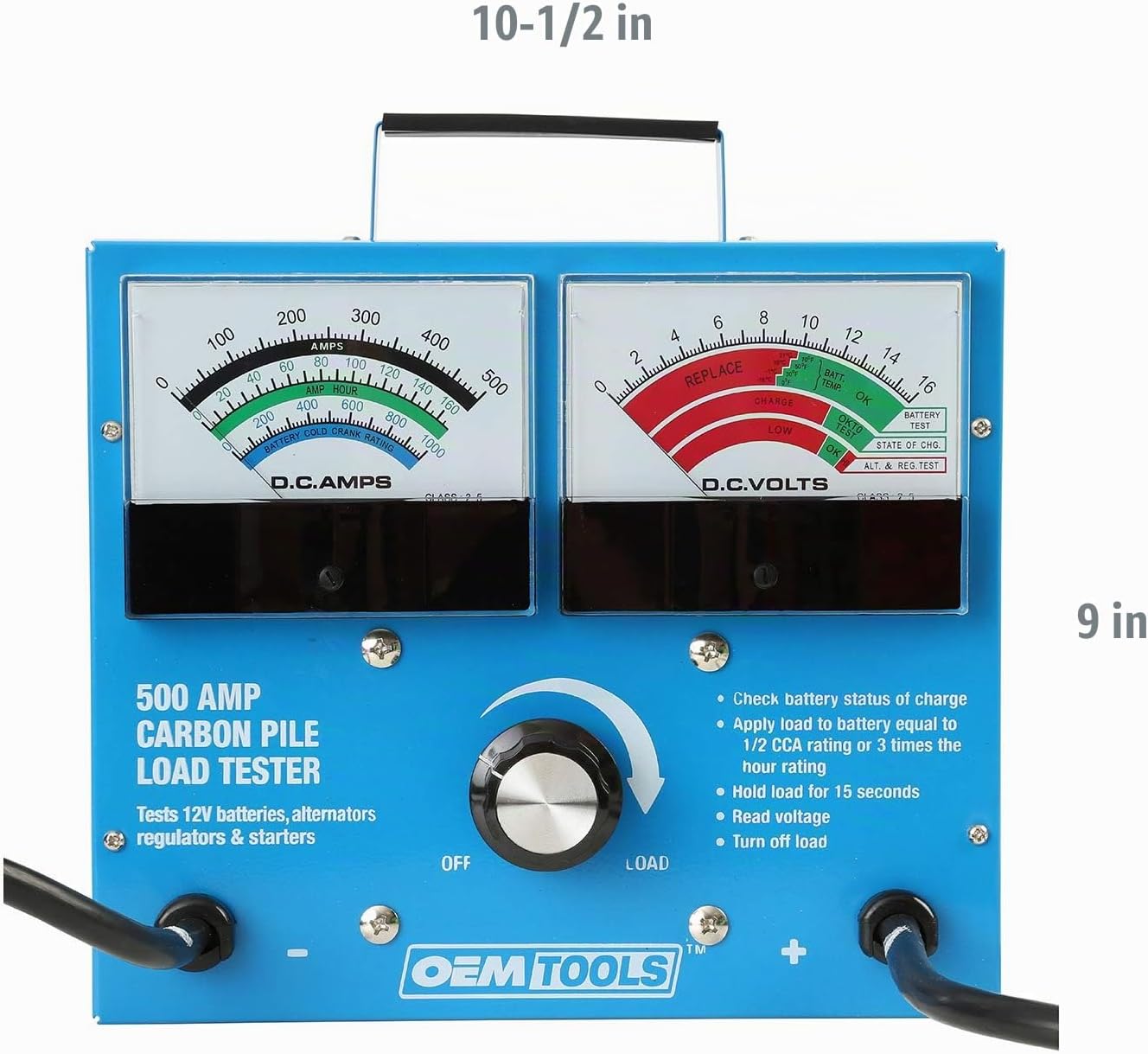 OEMTOOLS 24336 Probador de carga de batería de 500 amperios y 12 V,...