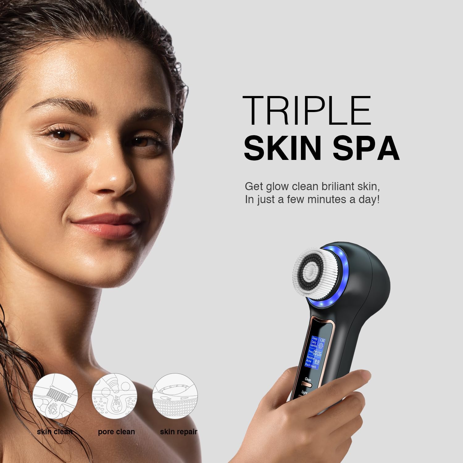 UMICKOO Exfoliante facial con pantalla LCD, cepillo de limpieza fac...