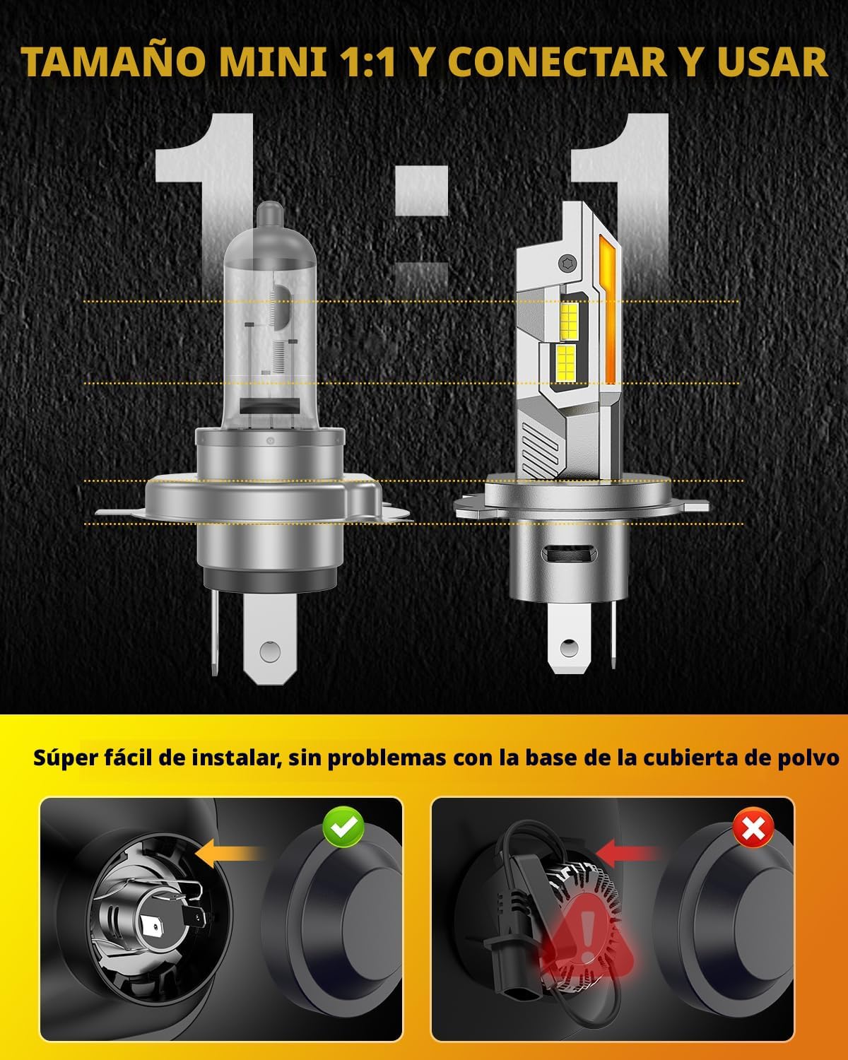 Termitor Bombillas H4\/9003\/HB2, 120,000 lm 18X Ultra brillo, paqu...