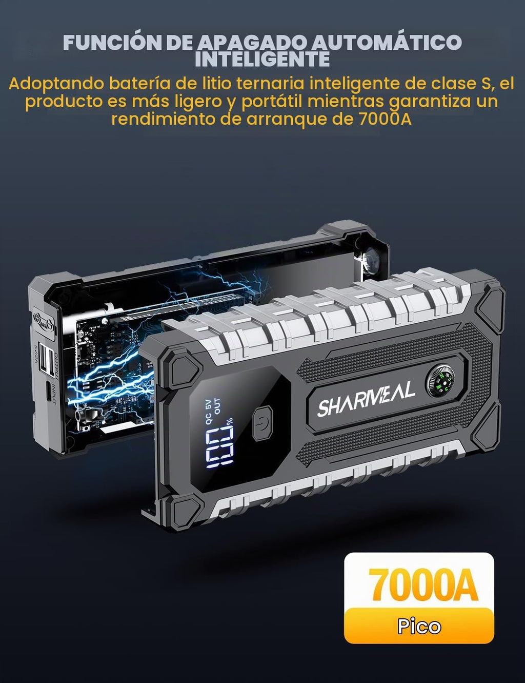 Sharmeal Arrancador de batería de coche 6000A, paquete de batería d...