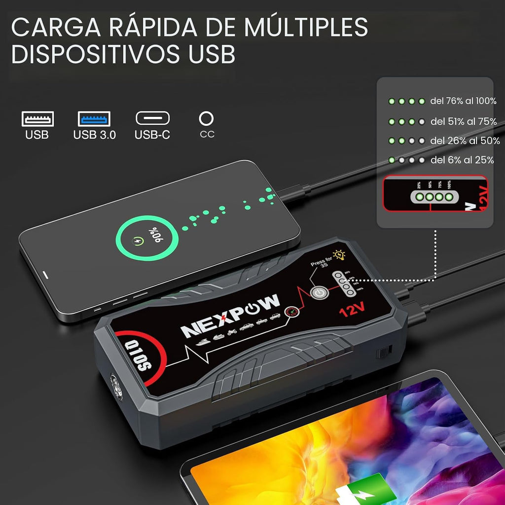 NEXPOW Arrancador de coche 2026 actualizado para batería de coche (...
