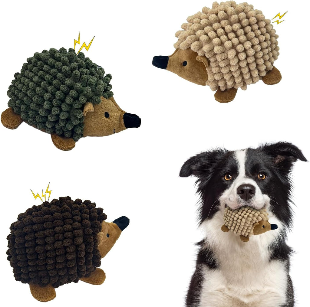 Chongqile Erizo de peluche para perros, 3 piezas, erizo chirriante...