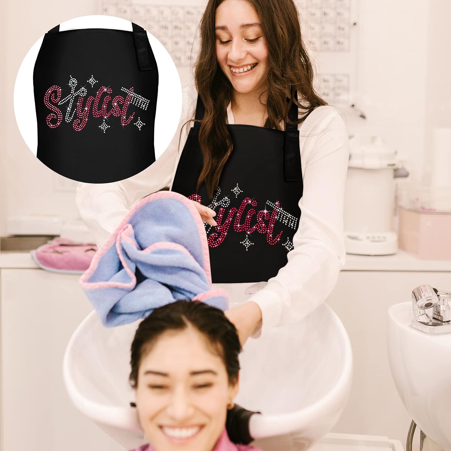 Coume 2 Piezas Delantal de Estilista de Cabello Delantal de Salón c...