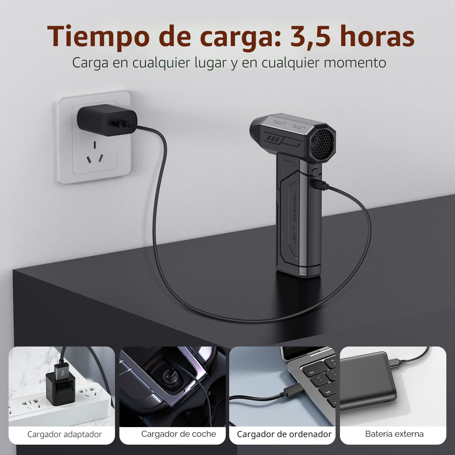 Limpiador de Aire Comprimido, Plumero de Aire Inalámbrico de 130000...