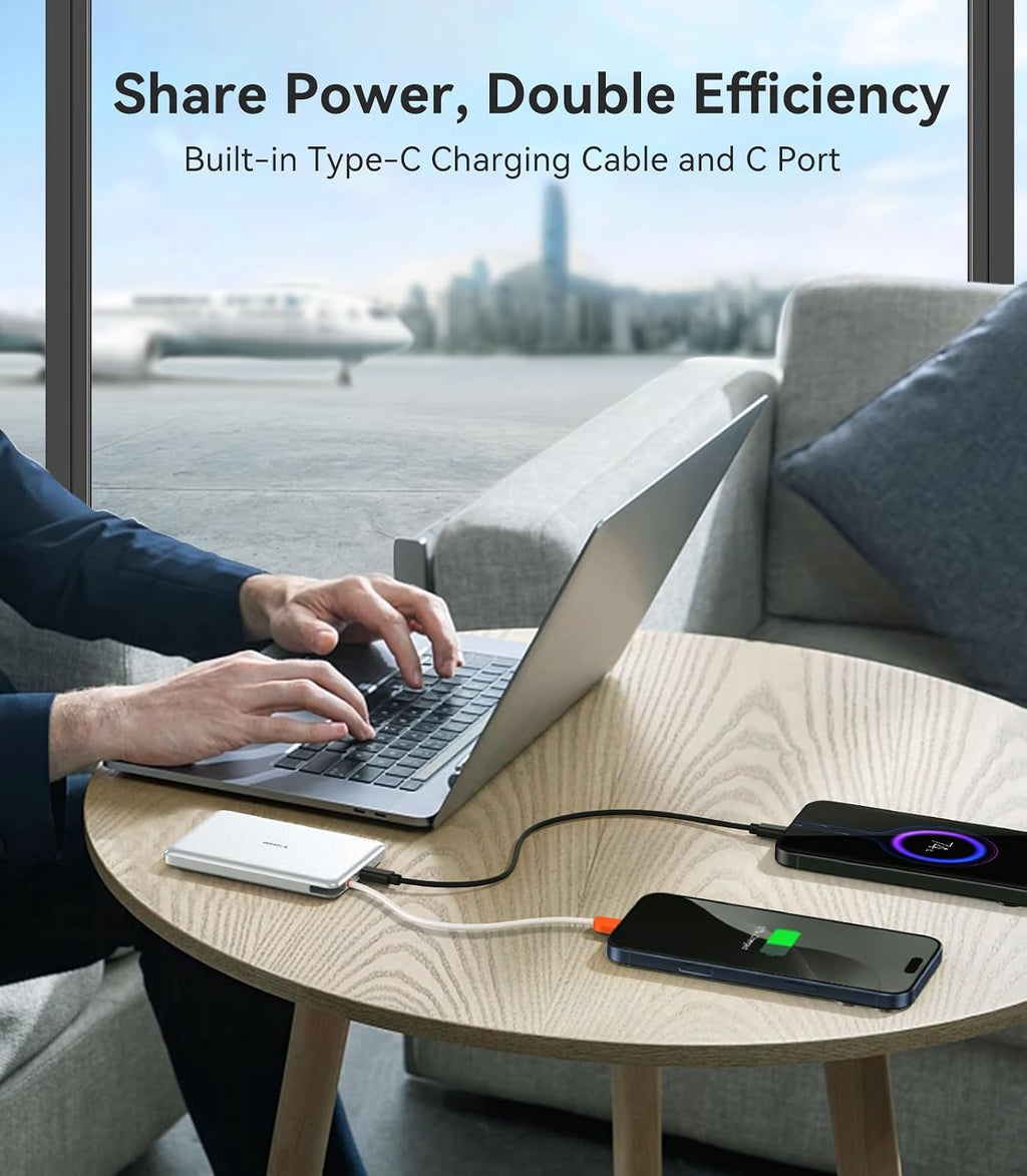 TORRAS Banco de Energía con Cable USB-C Incorporado (Sin-Inalámbric...