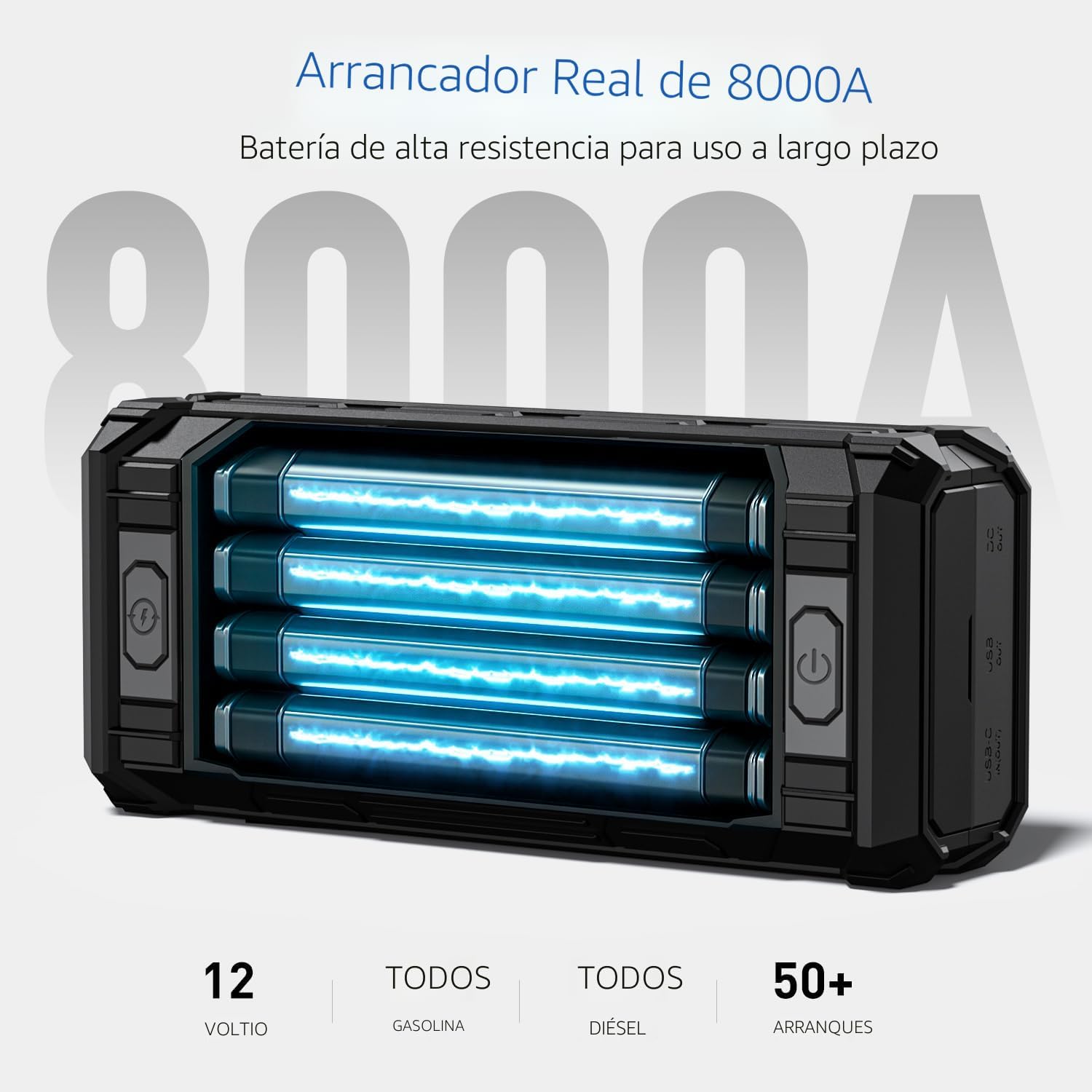 AVAPOW Arrancador de batería de 8000 A portátil con pantalla HD de...