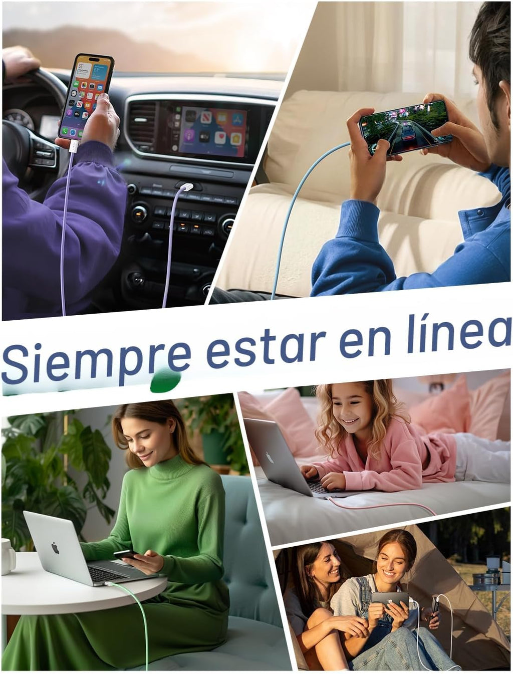 LISEN Cable USB C, Paquete de 5 [3.3\/3.3\/6.6\/6.6\/10 PIES] Cable...