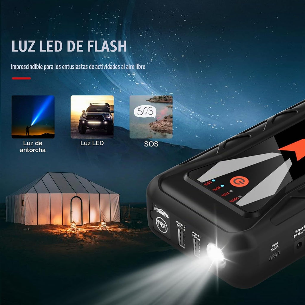 MEGAWISE Arrancador de batería de coche de 1500A pico 16800mAh (has...