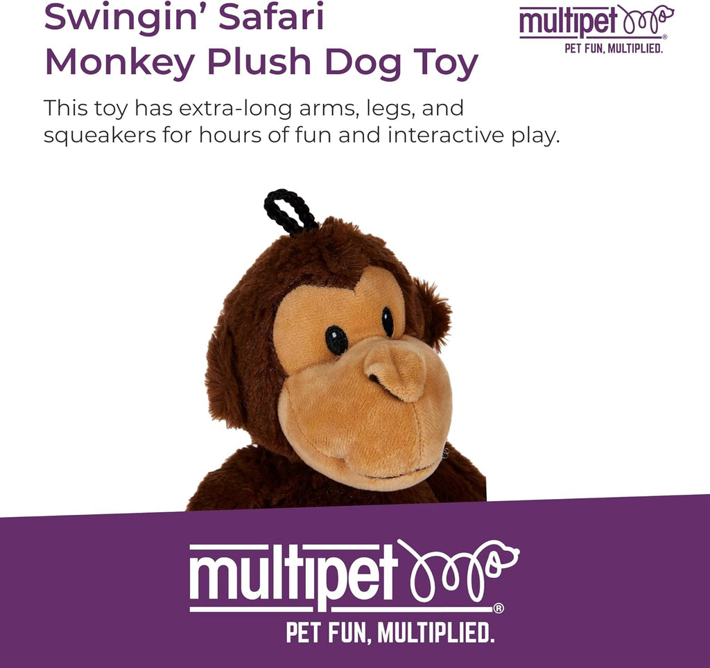 Multipet Swingin' Safari Monkey Juguete de Felpa para Perros -...