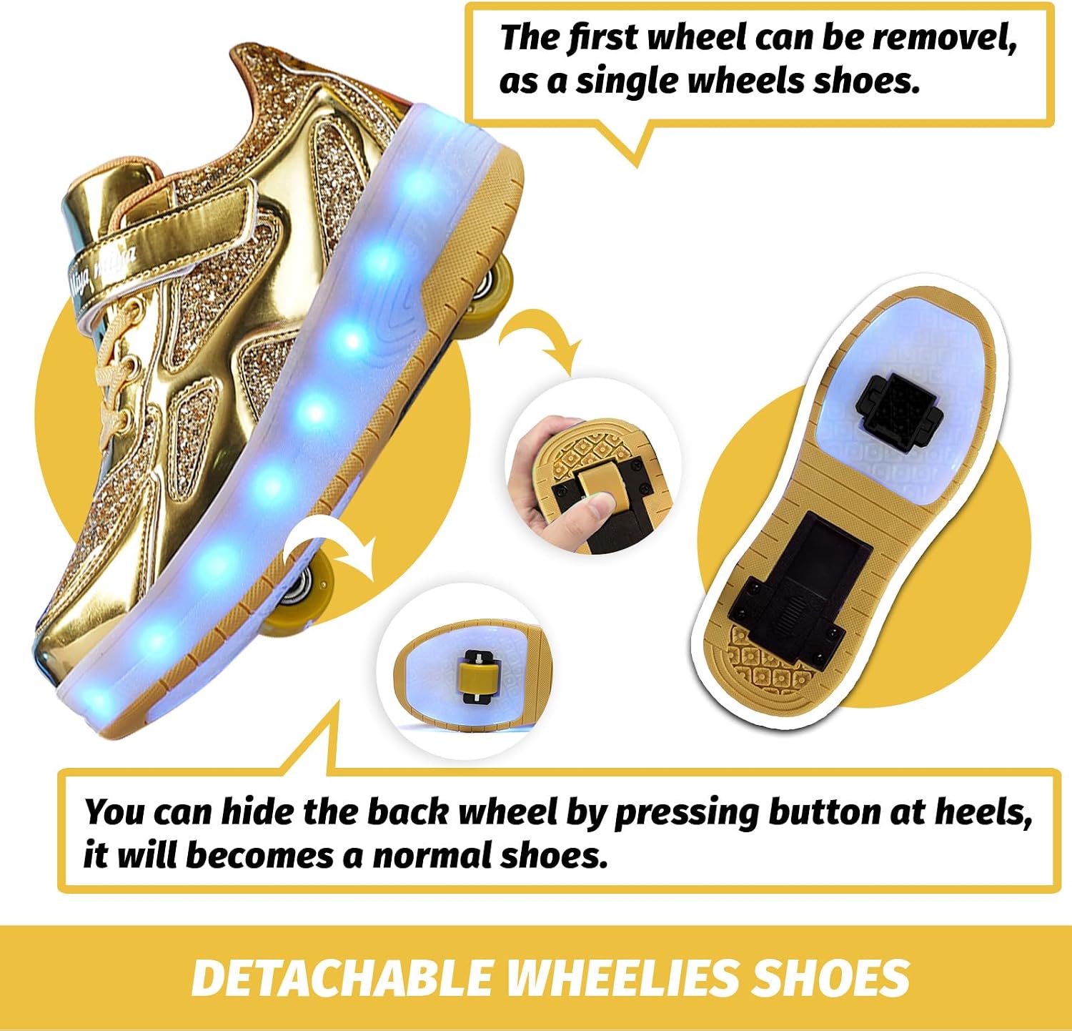 HOVERKICKES Zapatos de patinaje LED para niños y niñas, tenis con r...