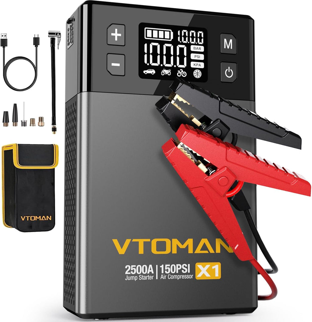 VTOMAN X1 Arrancador con compresor de aire, arrancador de batería d...