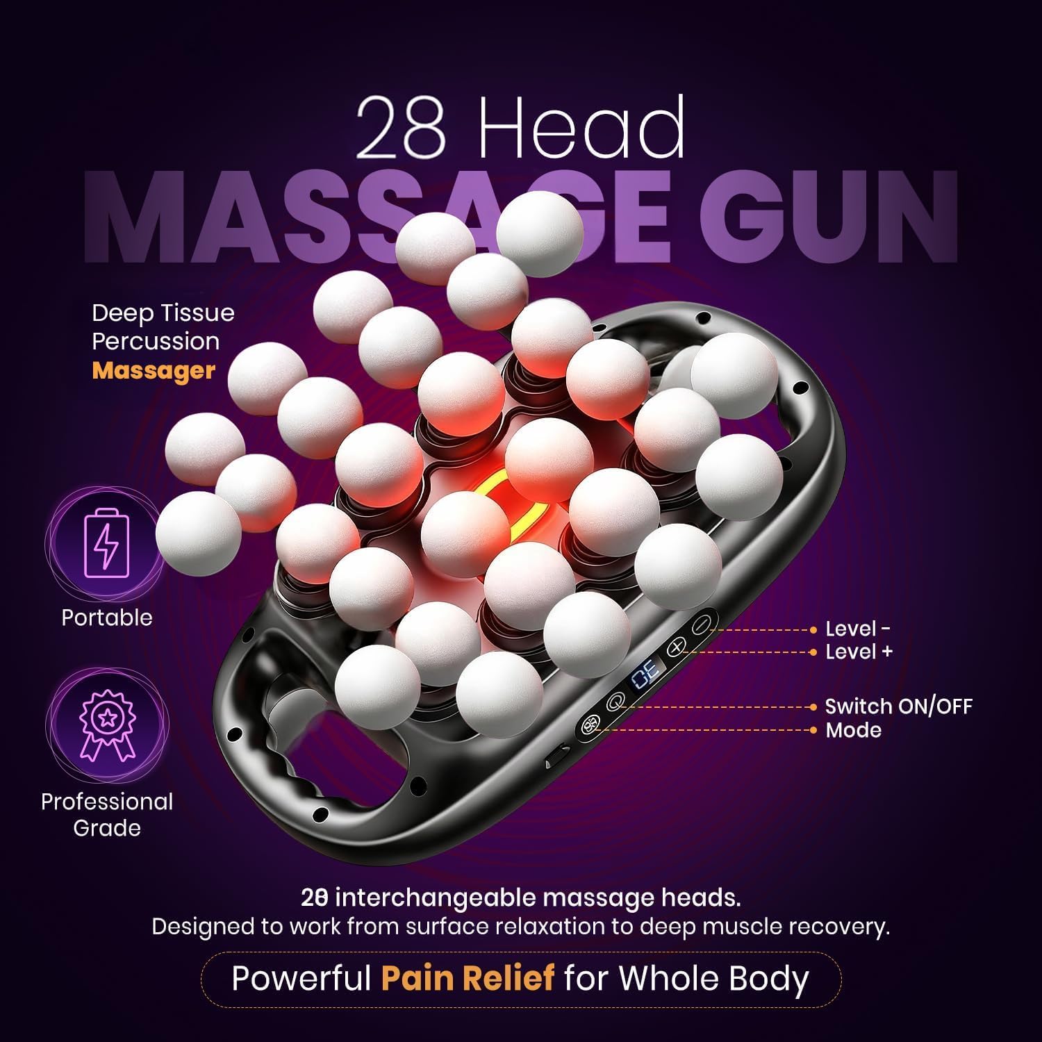 NOURISH NEST Juego de 28 pistolas de masaje de cabeza con 3 modos y...