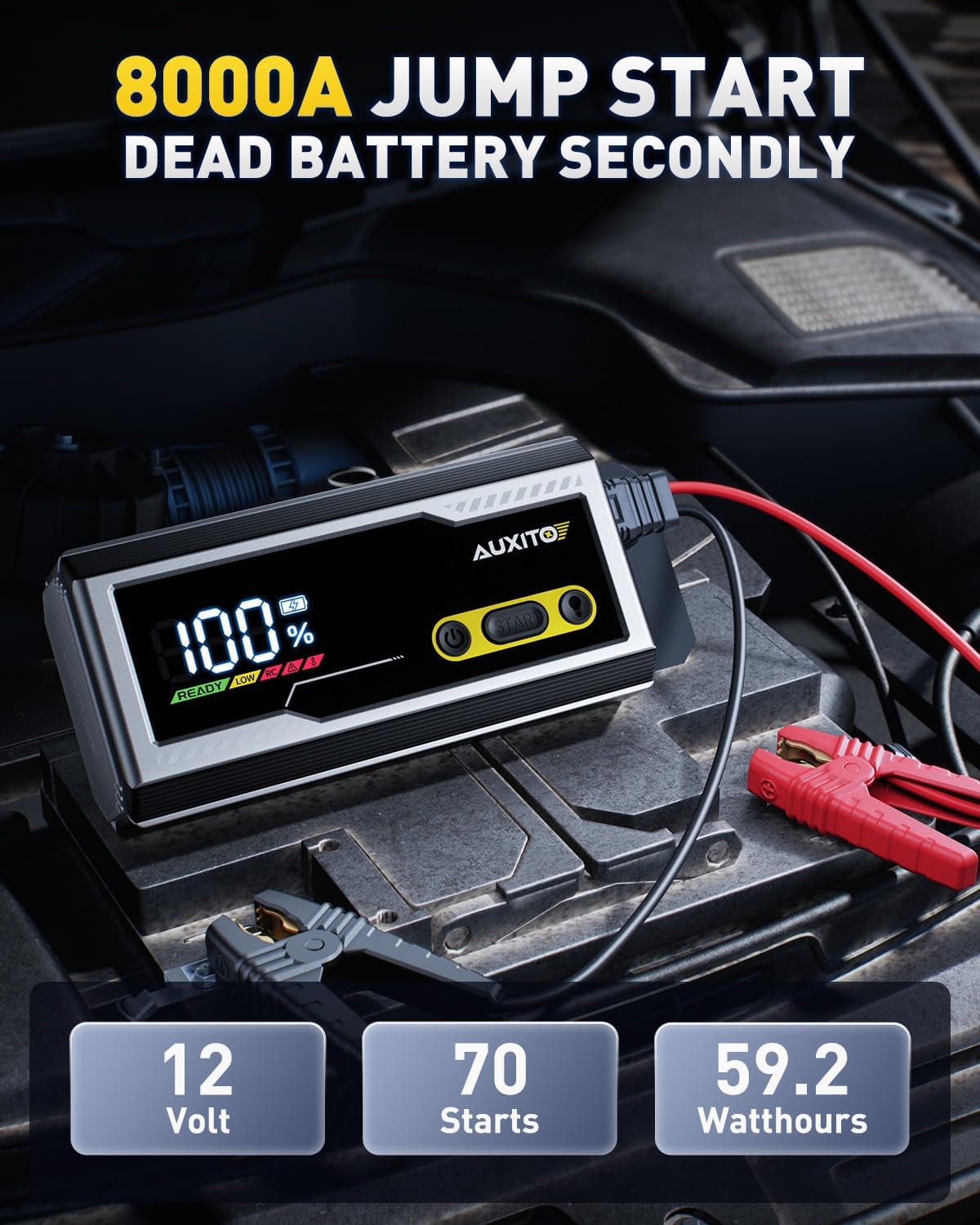 AUXITO T4 8000A portátil 12V batería de coche arrancador de salto p...